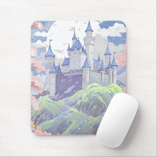 Tapis De Souris Fairytale Castle Pastel Aquarelle Paysage