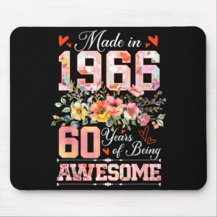 Tapis De Souris Fait en 1966 floral 60e anniversaire femmes 60 ans