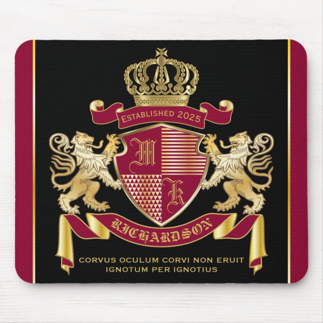Tapis De Souris Faites votre propre blason d'armoiries d'or rouge (Devant)