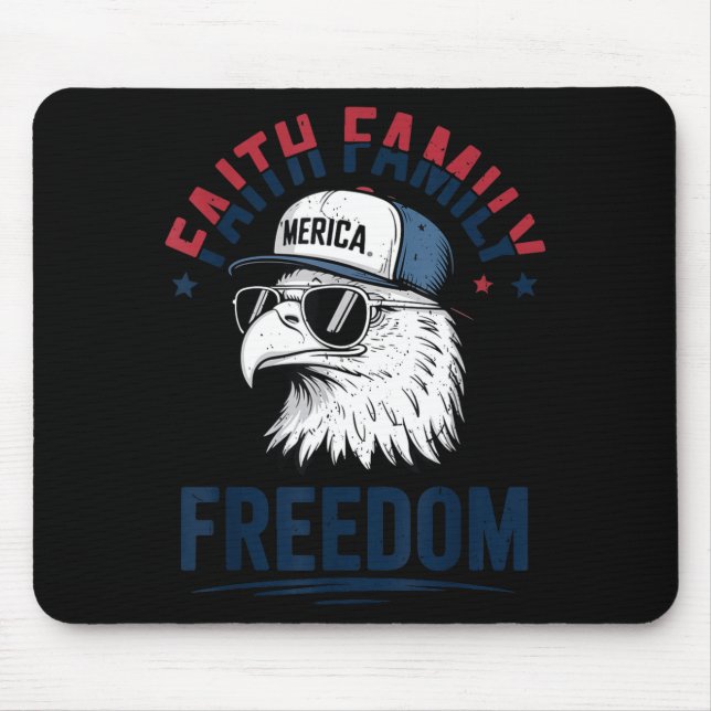 Tapis De Souris Faith Family Dom Bald Eagle Patriotic Boys America (Devant)