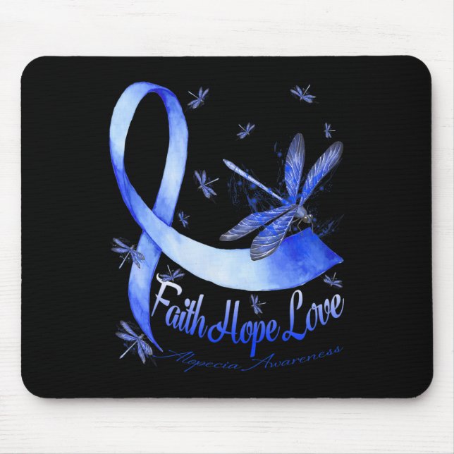 Tapis De Souris Faith Hope Love Alopecia Awareness Dragonfly (Devant)