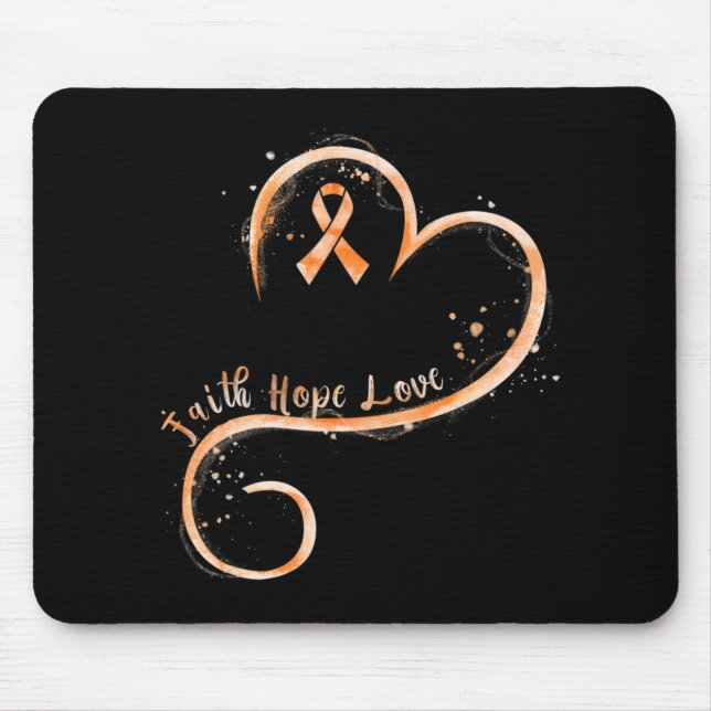 Tapis De Souris Faith Hope Love Orange Ruban Leukemia Sensibilisat (Devant)