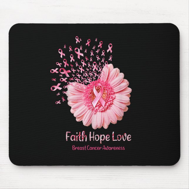 Tapis De Souris Faith Hope Love Pink Ribbon Sunflower Cance de la  (Devant)