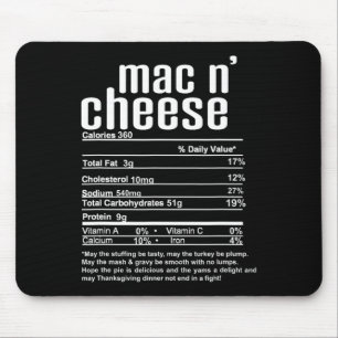 Tapis De Souris Faits Nutritionnels Mac N Cheese Thanksgiving Noël