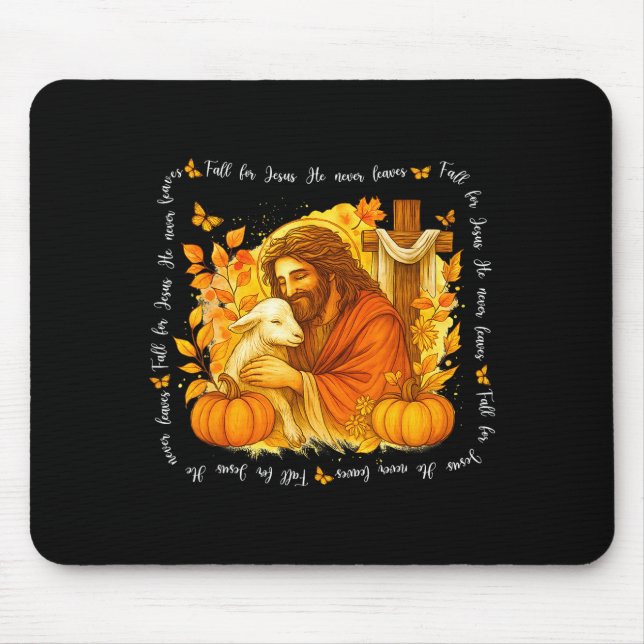 Tapis De Souris Fall For Jesus He Never Leaves Retro Thanksgiving  (Devant)