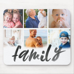 Tapis De Souris Famille 6 photo collage grille script personnalisé