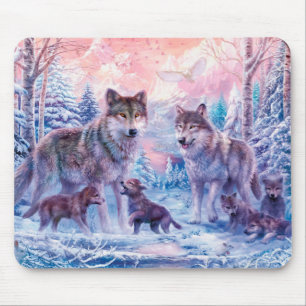 Tapis De Souris Famille De Loups Peignant