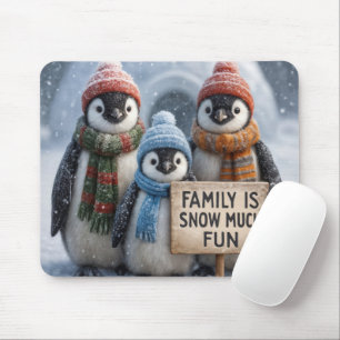 Tapis De Souris Famille De Pingouins Dans Les Snowflakes