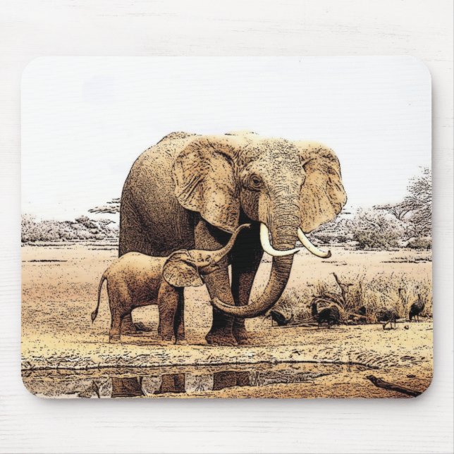 Tapis De Souris Famille des éléphants (Devant)