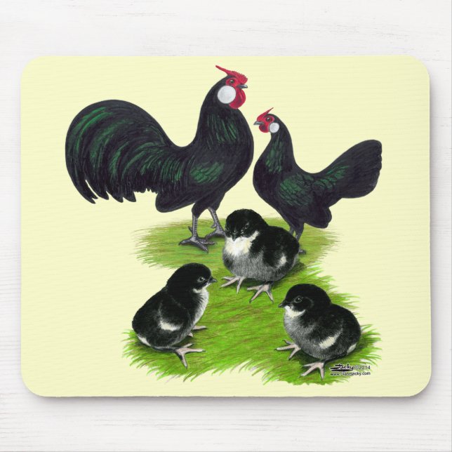 Tapis De Souris Famille petite noire de Rosecomb (Devant)