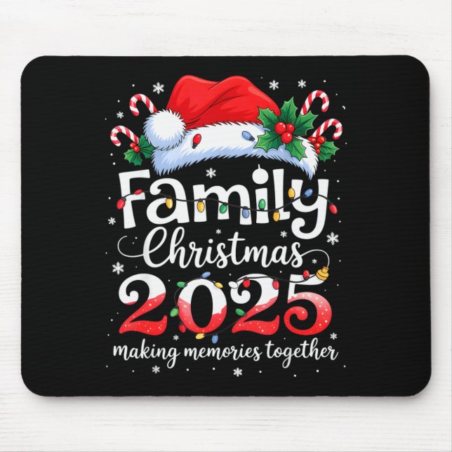 Tapis De Souris Family Christmas 2025 Matching Squad Santa Elf Fun (Devant)