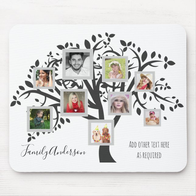 Tapis De Souris Family Tree Photo Collage Modèle Personnalisé (Devant)