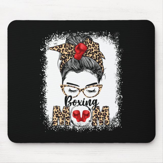 Tapis De Souris Fantaisie Gants de boxe Messy Bun Boxing Maman (Devant)