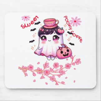 Tapis De Souris Fantôme mignon transportant du café | Café Éffraya