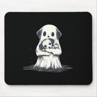 Tapis De Souris Fantôme tenant un chiot Costume drôle d'Halloween