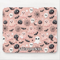 Fantômes roses et Halloween Motif sans couture