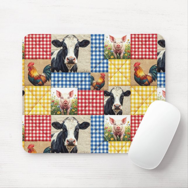 Tapis De Souris Farm Animals Quilt Pattern (Avec souris)