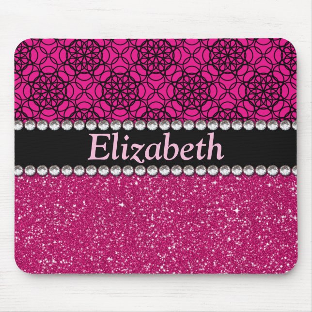 Tapis De Souris Fausses pierres roses et noires de parties (Devant)
