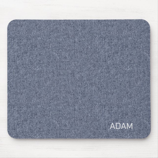 Tapis De Souris Faux Denim Texture Marine Blue Mousepad (Devant)