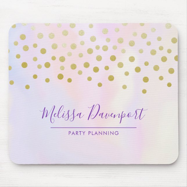 Tapis De Souris Faux Gold Confetti sur Purple Aquarelle (Devant)