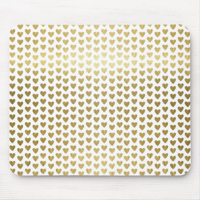 Tapis De Souris Faux Gold Foil Hearts Motif Moderne (Devant)