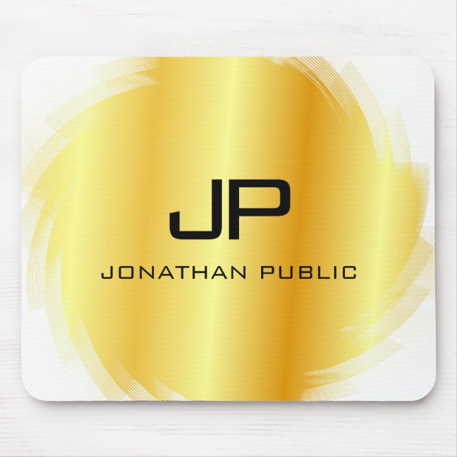 Tapis De Souris Faux Gold Moderne Monogrammé Élégant Modèle (Devant)