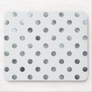 Tapis De Souris Faux métalliques argentés Foil Gris Polka Dot Gr