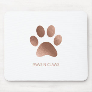 Tapis De Souris Faux Rose Empreinte de patte Or sur blanc