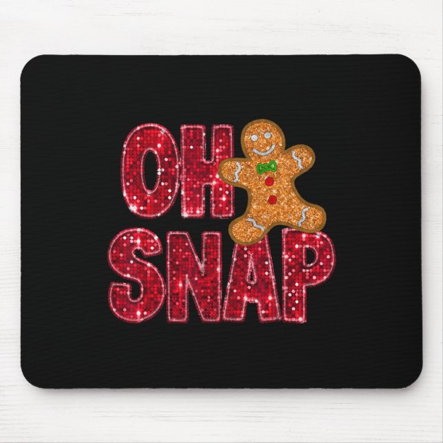 Tapis De Souris Faux Sequins Oh Snap Noël Gingerbread Famille (Devant)