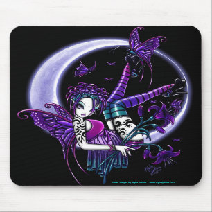 Tapis De Souris Fée foncée Mousepad de lune de fleur d'arc-en-ci