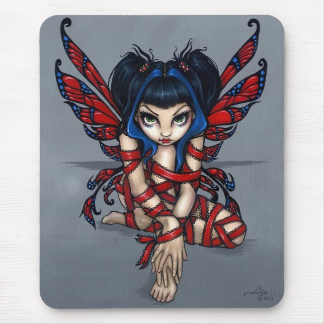 Tapis De Souris "Fée rouge" Mousepad de ruban (Devant)