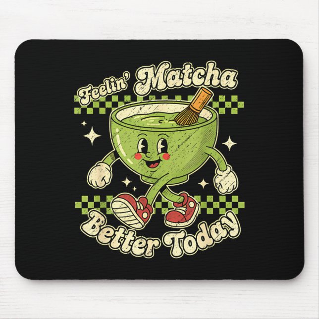 Tapis De Souris Feelin’ Matcha Better Today Kawaii Cute Boba Bubbl (Devant)