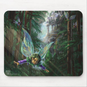 Tapis De Souris Fées forestières et château de cascade