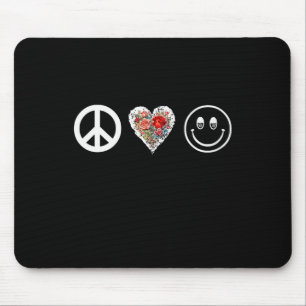 Tapis De Souris Féminin Paix Amour Sourire Avec Tout Votre Cœur -