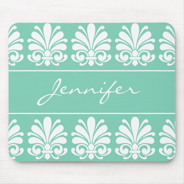 Tapis De Souris Feminine Shell fleurit Damask Personnalisé (Devant)