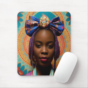 Tapis De Souris Femme africaine avec grand arc et médaillon