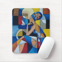 Tapis de souris femme africaine cubiste | Déco géo
