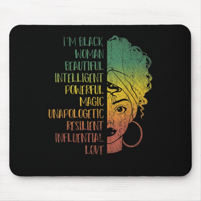 Tapis De Souris Femme Africaine Gift Melanin Pride Histo Noir (Devant)