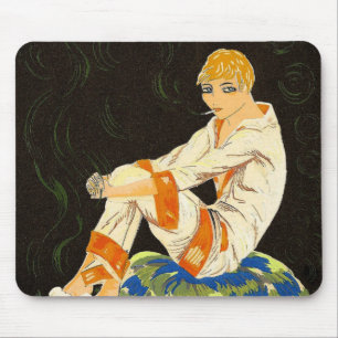 Tapis De Souris Femme Art déco vintage, Fumer par S. Chompre