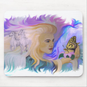 Tapis De Souris Femme avec cheval
