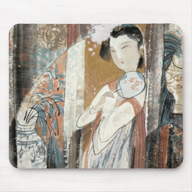 Tapis De Souris Femme avec l'épingle à cheveux florale (Devant)