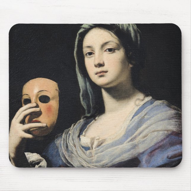 Tapis De Souris Femme avec un masque 2 (Devant)