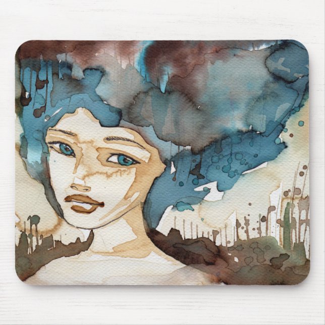Tapis De Souris Femme bleue (Devant)