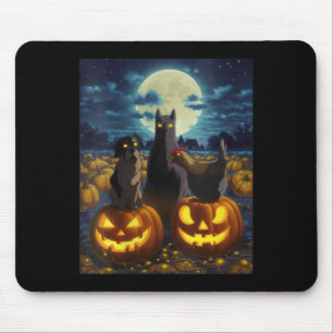 Tapis De Souris Femme Chat Noir Chien Poulet Halloween Citrouille