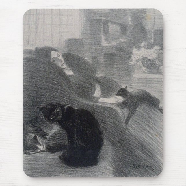 Tapis De Souris Femme & Chats, Alexandre Steinlen (Devant)