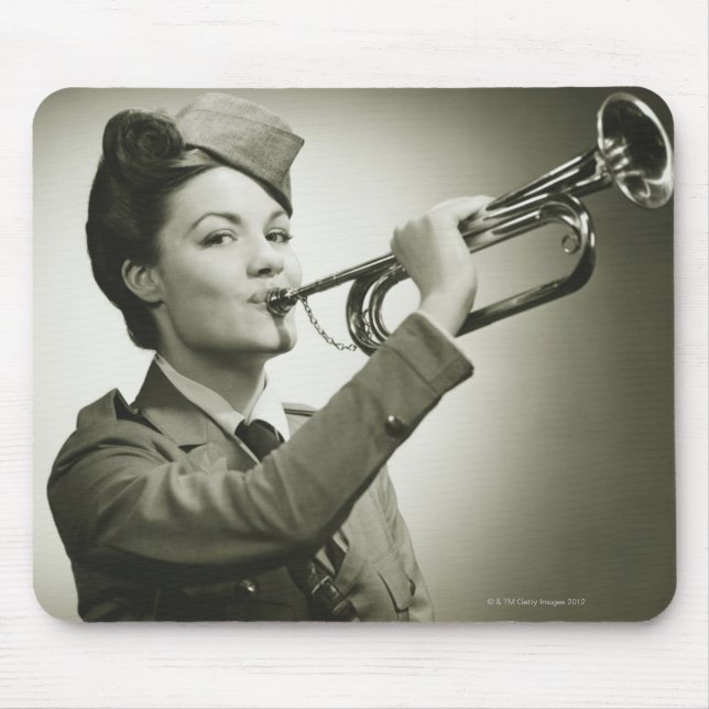 Tapis De Souris Femme dans l'uniforme de soldat (Devant)