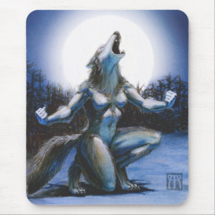 Tapis De Souris Femme hurlante Mousepad de loup-garou