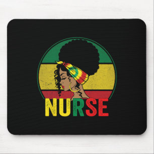 Tapis De Souris Femme Infirmière Noire Afro Mélanine Vintage Histo
