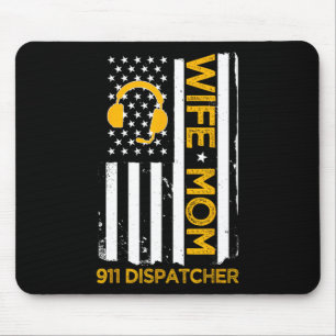 Tapis De Souris Femme Maman Opératrice 911 Drapeau États-Unis Fête