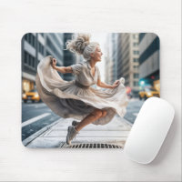 Femme Supérieure Qui Saute Sur Un Vent De Rue